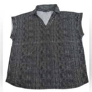 Adrianna Papell Black and White Striped Blouse